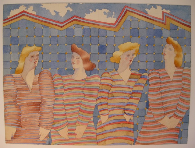 Four Women in Striped Dresses1a