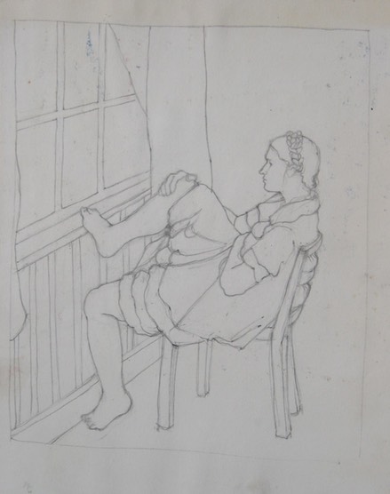 Girl with Foot on Sill