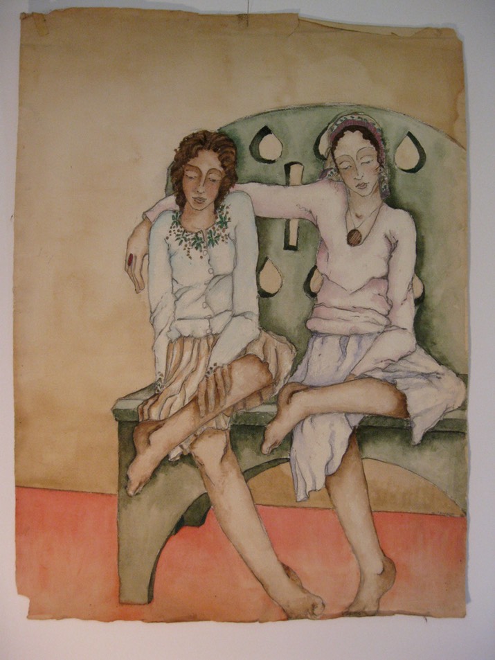 Two Women on Green Bench1a
